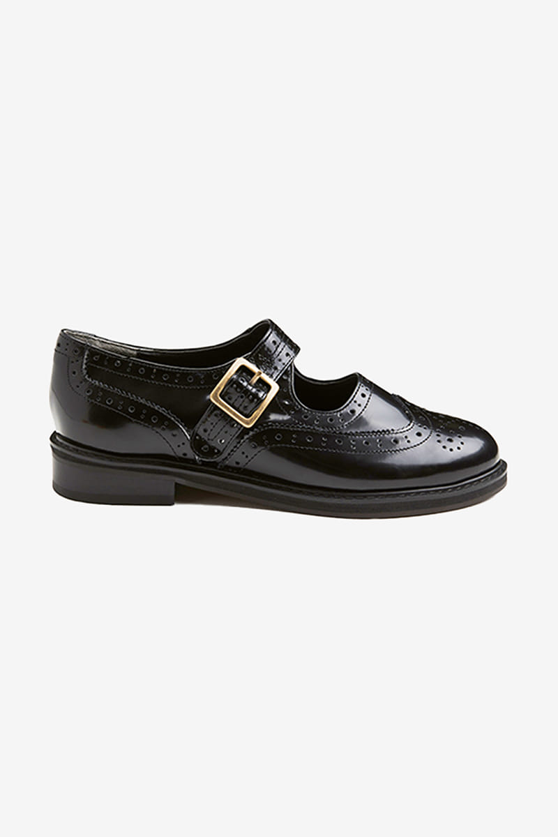 30mm Strap Oxford Wingtip Shoes (Black)